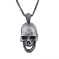 Gothic schedel hanger ketting in antiek zilveren afwerking met een box ketting - Schedel Hoofd Stijl (E0303)
