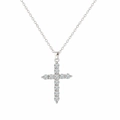Collana con ciondolo a croce argentata impreziosita da zirconi tondi scintillanti - Croce Argentata con Pavé di Zirconi (5857801) / Argento