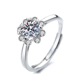Anello moissanite regolabile con halo floreale e pietra tonda brillante in argento - Stile Halo Classico Argento(GL0017)