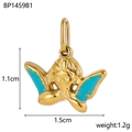 Ciondolo angelo dorato con smalto blu e misure di 1,1 cm per 1,5 cm per gioielli DIY - Ali Blu