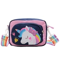 Pink and navy cartoon unicorn crossbody bag for kids with rainbow adjustable strap - Unicorn / Dark Blue