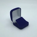 Elegant blue velvet rectangular jewelry box with plush lining for necklaces and earrings - Blue Exterior/White Interior/Blue Insert