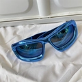 Polygonal cat-eye sunglasses with dopamine blue electric frame and heart-shaped lenses - Glossy Large Cat Eye Royal Blue Sport