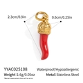Detail of red enamel Italian horn pendant with golden crown and stainless steel ring - Red Horn Style (YYAC025108)
