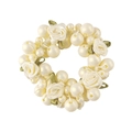 Elegant high-elasticity hair scrunchie with cream fabric roses and glossy pearls - 1# Cream White Flower Pearl Hair Tie