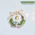 Ghirlanda natalizia rosa con pigne e fiocco, decorazione in vite naturale da 23 cm - Piccolo / Anello di Rattan con Pigna Rosa (LD081)