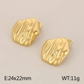 Irregular textured gold studs with fluid lava design, size 24x22mm and weight 11g - Style D (KE115347-KFC)
