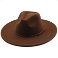 Dettaglio cappello in feltro marrone scuro con cinturino in pelle e fibbia metallica - M (56-58cm) / Caffè