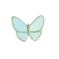 Elegant gold-tone butterfly brooch with mint green marbled wings and crystal accents - Style 35/Mint Green Pearly