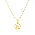 Gold Taurus zodiac pendant necklace with a vintage hollow design and snake chain - Taurus