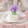 Purple tulip bouquet soy wax candle with French lavender scent in a glass cup - Purple