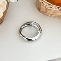 Minimalist silver wide cuff bracelet with mirror-polished finish and hinge closure - Thick Curved Mirror Hinged Bangle (SL333) / Silver