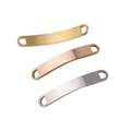 Detailed view of curved stainless steel rectangle connectors in gold rose gold and silver - Double Hole Curved Long Bar (MP391) / 6x39mm / Steel