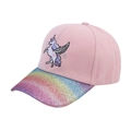 Rosa Einhorn Baseballkappe für Mädchen mit Regenbogen-Glitzerschirm und Stickerei - Regenbogen Flügel Einhorn - Rosa