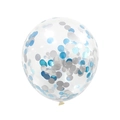 12-inch clear latex balloon filled with decorative blue and silver round sequins - Blue Silver Sequins