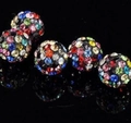8mm colorful clay disco beads with multicolored rhinestones on black background - Black with Mixed Rhinestone
