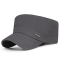 Dark grey cadet hat for men with silver sport metal logo in durable cotton twill - Adjustable / Gray