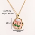 Detailed view of enamel flower pendant with pearl and size specifications on white background - Irregular Pink Enamel Artificial Pearl Rhinestone Pendant (Style 8)