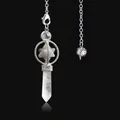 Rotating Merkaba star pendant with labradorite and clear quartz on stainless steel chain - Flash Stone (Labradorite)