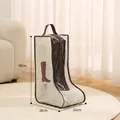 Beige dust-proof bag for tall boots with transparent window and handle, 28x22x48cm - Tall Boot Bag Beige (Widened) / 48x28x22cm