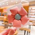 Cute pink floral fabric hair tie for girls shown on a white display card - Bean Paste Red - Solid Color Flower