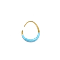 Close-up of gold U-shaped earring with light blue marbled enamel and 18K finish - 30*22mm / Half Wrap Style / Blue