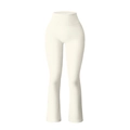 Off-white seamless ribbed flare yoga pants with high waist and vertical knit texture - S / Off White