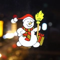 Christmas snowman window sticker with glitter detail and festive holiday hat - Snowman with Broom