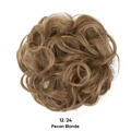 Messy bun hair piece in Pecan Blonde color 12/24 with natural synthetic curly texture - 12/24 Pecan Blonde