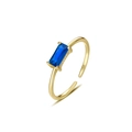 Goldener S925 Sterlingsilber Ring mit rechteckigem blauem Edelstein, offen - Dunkelblau