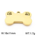 Colgante dorado de hueso para perro con huella calada, medida 18x11mm y peso de 1,7g - Dorado (KLJ7971-Z)