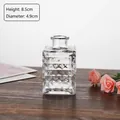 Compact transparent glass vase with checkered texture on dark wood for home decor - Square Diamond