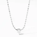 Minimalist silver stainless steel bead chain necklace with smooth cylindrical pendant - Silver (PDD546)