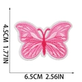 Pink butterfly embroidery patch showing 6.5cm width and 4.5cm height measurements - Heavy Pink Butterfly (W9HD-11-16)