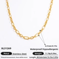 Goldene Edelstahl-Halskette, 4,51mm Breite mit Größenangaben auf weißem Hintergrund - Edelstahl Goldene Gliederkette Halskette (XL31269)