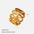 Golden wavy stainless steel ring with 18mm diameter and minimalist cutout pattern - Hollow Wave Style (YHTSR-2501189)