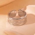Bague ouverte punk vintage en acier inoxydable avec œil maléfique et points - Mauvais Œil Vintage (BJGR0316)