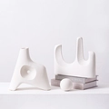 Modern white matte ceramic abstract vases and sphere for Nordic office shelf decor - Geometric Rockery Ornaments - Combination 4