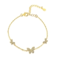 Elegante bracciale a farfalla in argento sterling S925 con zirconi scintillanti per donna - Argento 925 / Oro