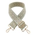 5cm green and beige geometric woven shoulder strap with gold metal hardware and clips - Gold Buckle / Matcha Green