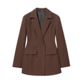 Vue détaillée de la robe blazer marron foncé à double boutonnage avec poches à rabat - XS / Café