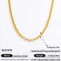 Wasserdichte goldene Gliederkette aus Edelstahl XL31270 hypoallergenes Accessoire - Gold Stainless Steel Circular Link Necklace (XL31270)