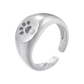Detailed view of silver bear paw ring featuring a small diamond and open adjustable band - Silver Bear Paw White Zirconia Style (VJ731)