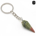 Unakit Naturstein Sechseckkegel Schlüsselanhänger mit silberfarbenem Ring und Kette - Unakit