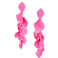 Detail shot of long pink petal tassel earrings with elegant golden metal connector rings - Pink Petal Tassel Style(#20)