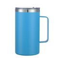 Detail of blue powder-coated 24oz stainless steel mug with sturdy ergonomic handle - Matte Sky Blue