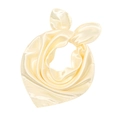 Detail of light yellow satin scarf showing silky texture and delicate stitched edges - Beige