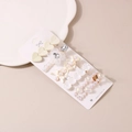 5-piece cream hair clip set with pearls and rhinestones on a white display card - A Style-Cream White Collection