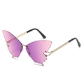 Chic rimless butterfly sunglasses with pink purple gradient lenses and gold metal arms - Gold Frame Gradient Purple C11
