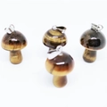Mini mushroom pendants made of natural tiger eye stone with metal loops for DIY jewelry - Tiger Eye Stone Bracelet